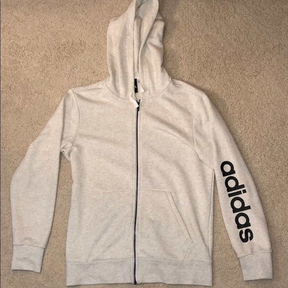 Adidas Essentials Linear Hoodie - White Melange - Picture 2 of 3